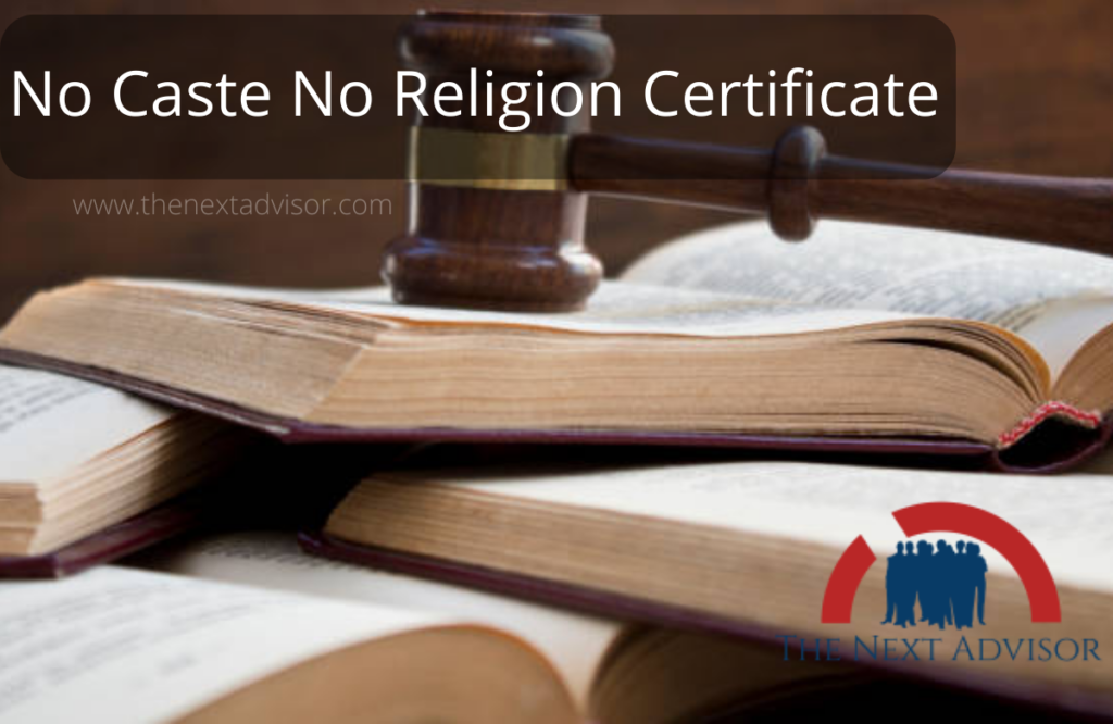 No Caste No Religion Certificate